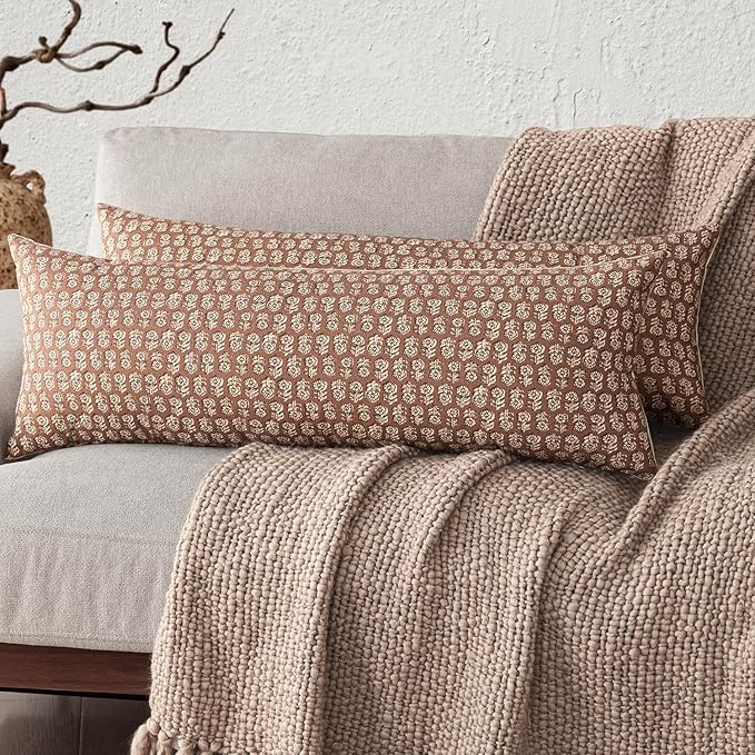 Foindtower Set of 2 Decorative Long Body Lumbar Throw Pillow Covers Neutral by Foindtower