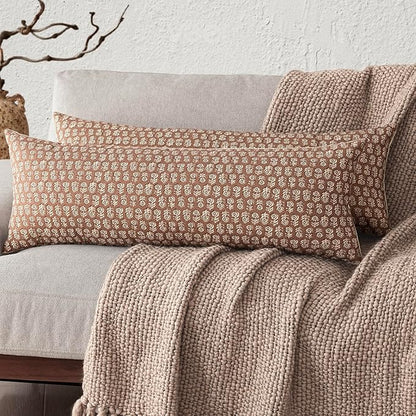 Foindtower Set of 2 Decorative Long Body Lumbar Throw Pillow Covers Neutral by Foindtower