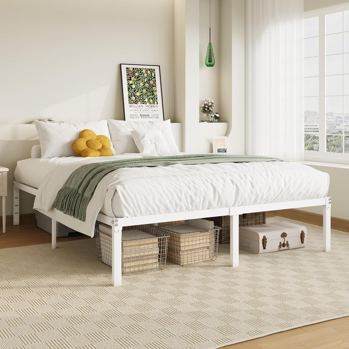 allewie queen bed frame, 14 inch metal beds, close-up detail