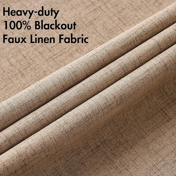 MIULEE 100% Blackout Linen Textured Curtains - Image 5