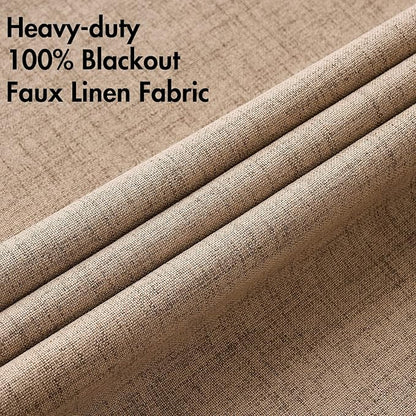 MIULEE 100% Blackout Linen Textured Curtains - Image 5