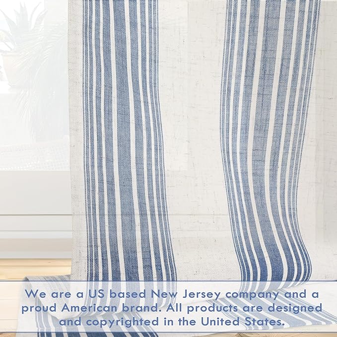DriftAway Farmhouse Vertical Striped Linen Blend Textured Light Filtering Semi - Image 5