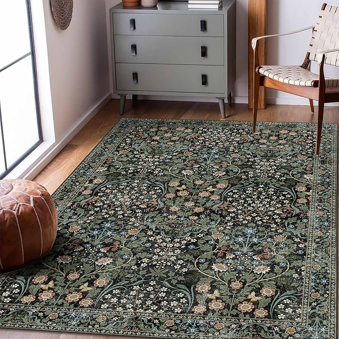 MUJOO 3x5 Rug Washable, Floral Area Rug - Image 4