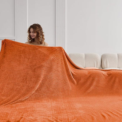 Oversized King Fleece Blanket 120x120 Inches, Seamless Soft Cozy 3D Jacquard - Image 3