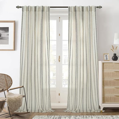 DriftAway Farmhouse Vertical Striped Linen Blend Textured Light Filtering Semi by DriftAway