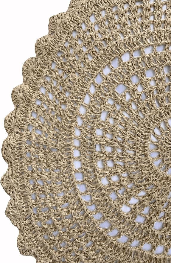 Ramanta Home Jute Handmade Natural Crochet Woven Rug 3 Feet Round, Anti- Slip - Image 6