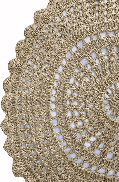 Ramanta Home Jute Handmade Natural Crochet Woven Rug 3 Feet Round, Anti- Slip - Image 6