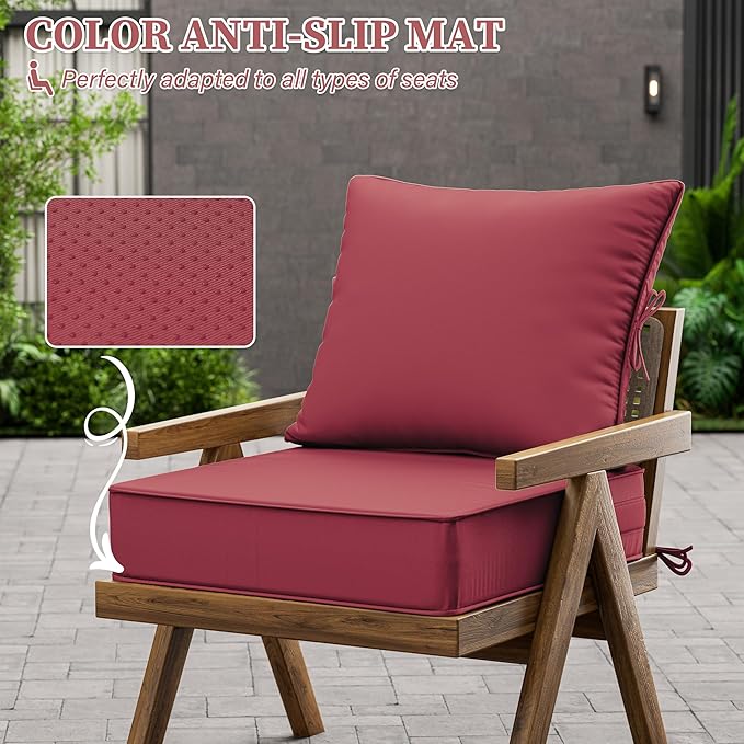Outdoor Seat Cushion Set 22 L × 24 W × 5 H Inch Waterproof & Fade Resistant - Image 6