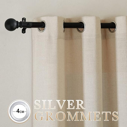 NICETOWN Cream Beige Linen Curtains & Drapes 84 inches Long, Grommet Flax Linen - Image 2