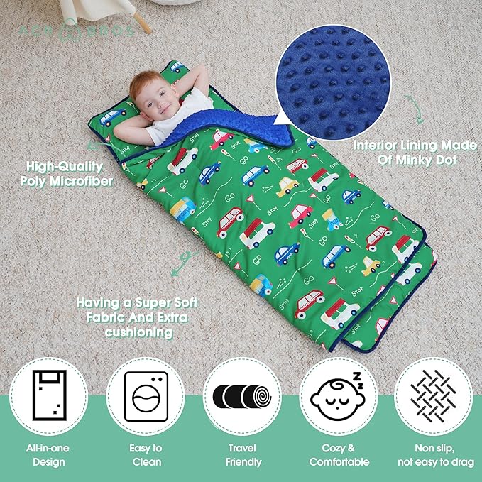 ACRABROS Toddler Nap Mat with Pillow and Blanket, Extra Large Rolled Napping - Image 4