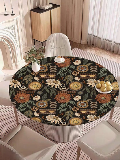 Boho Floral Fitted Round Tablecloth - Image 7