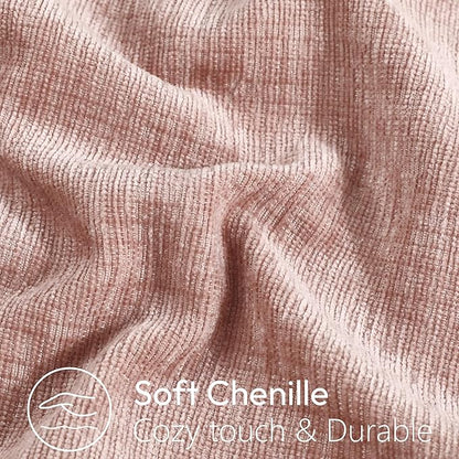 Stellhome Soft Chenille Decorative Pillow Covers 20x20 Inch Natural Pink Boho - Image 2