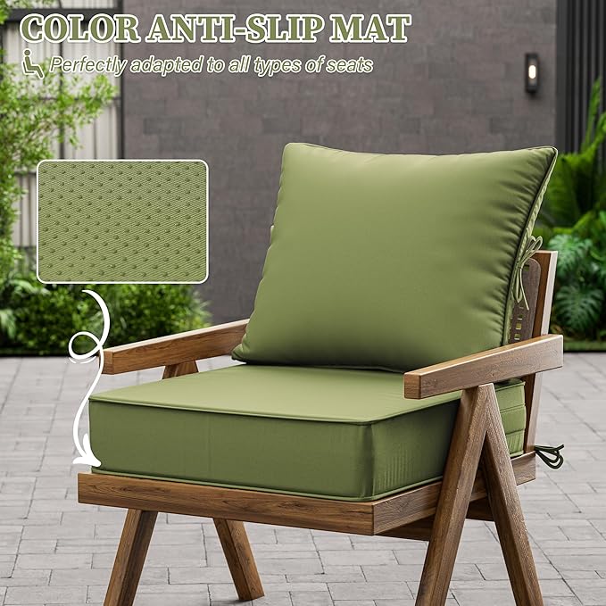 Outdoor Seat Cushion Set 22 L × 24 W × 5 H Inch Waterproof & Fade Resistant - Image 6