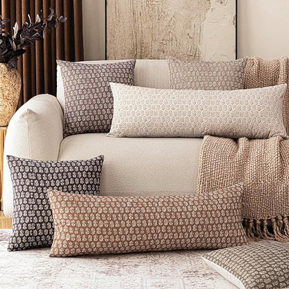 Foindtower Set of 2 Decorative Long Body Lumbar Throw Pillow Covers Neutral - Image 7