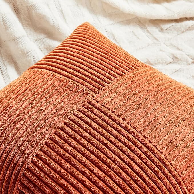 Fancy Homi Set of 2 Burnt Orange Decorative Throw Pillow Covers 16x16 Inch - Image 3