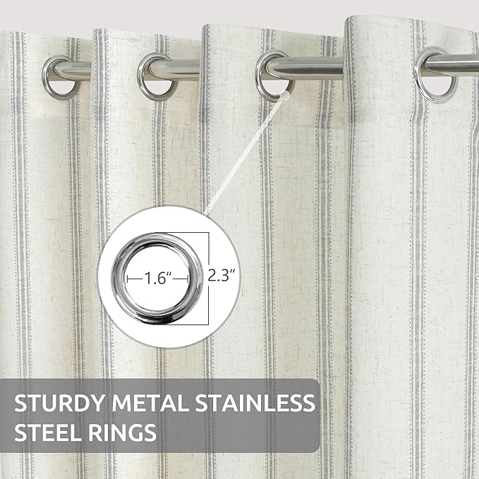 DriftAway Farmhouse Vertical Striped Linen Blend Textured Light Filtering Semi - Image 2
