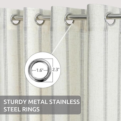 DriftAway Farmhouse Vertical Striped Linen Blend Textured Light Filtering Semi - Image 2