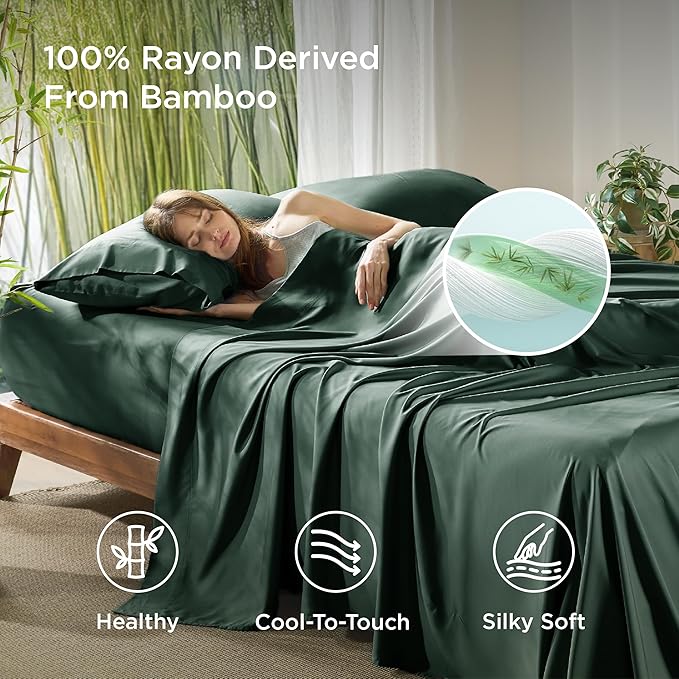 Bedsure Full Size Bed Sheets, Cooling Sheets, Rayon Derived from Bamboo - Image 3