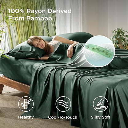 Bedsure Full Size Bed Sheets, Cooling Sheets, Rayon Derived from Bamboo - Image 3