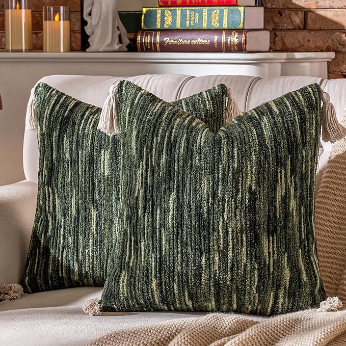 AmHoo Boho Throw Pillow Covers Set of 2 Decorative Bohemian Woven Tufted by AmHootextile