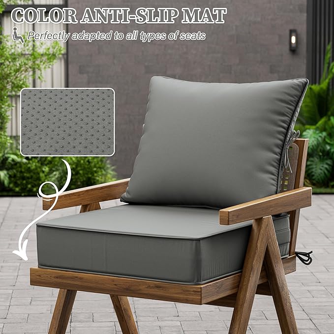 Outdoor Seat Cushion Set 24 L × 24 W × 5 H Inch Waterproof & Fade Resistant - Image 6