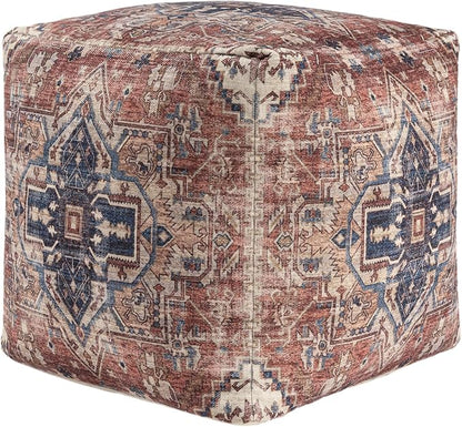 LR Home Vintage Medallion Indoor Medium Pouf Ottoman | Polyester Pouf - Image 2
