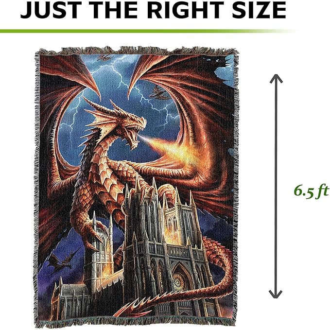 Pure Country Weavers Dragon Fury XL Woven Blanket by Anne Stokes - Image 2