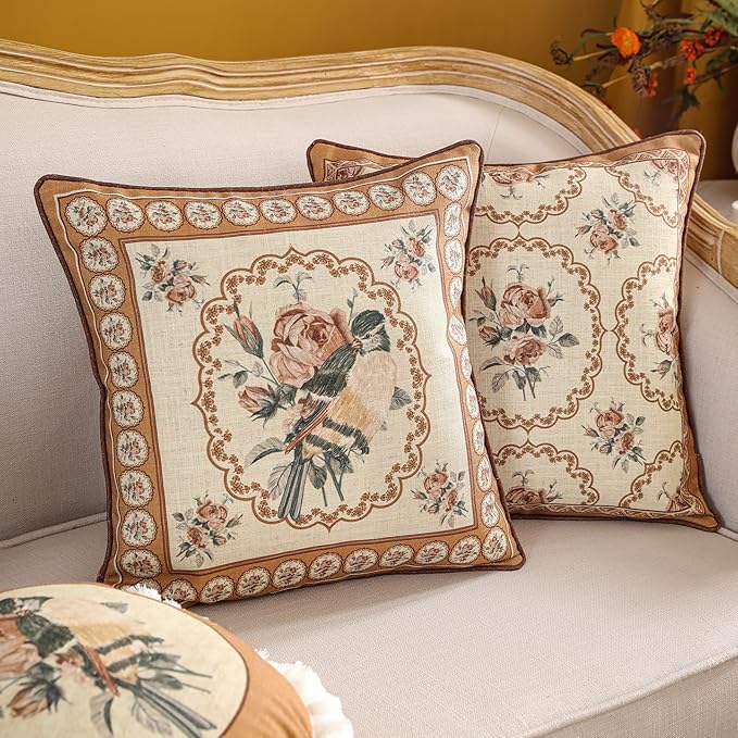 patdrea Designer Vintage Floral Throw Pillow Covers - Image 4