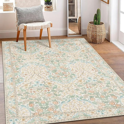 MUJOO 3x5 Rug Washable, Floral Area Rug by MUJOO