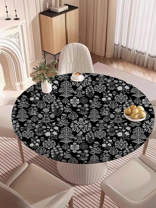 Black Fitted Round Tablecloth - Image 7