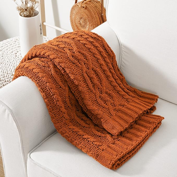 Battilo Caramel Throw Blanket for Couch, Rust Throw, Super Soft Warm Chenille - Image 3