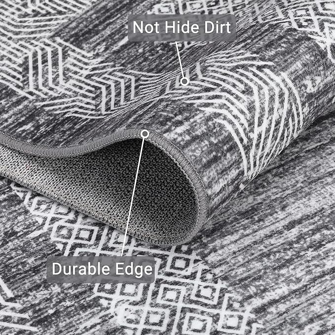 GarveeHome 2x6 Modern Bordered Runner Rug Soft Non Slip Washable Floor Carpet - Image 4