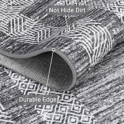 GarveeHome 2x6 Modern Bordered Runner Rug Soft Non Slip Washable Floor Carpet - Image 4
