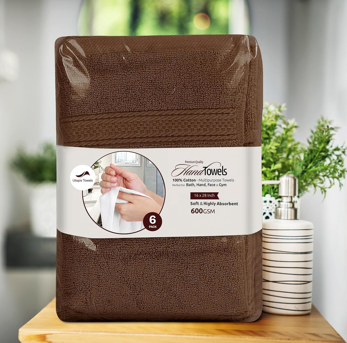 utopia towels 6 pack premium hand towels 16x28 on a desk or shelf
