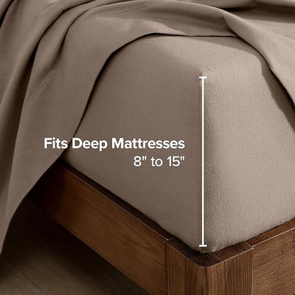 Bare Home Flannel Fitted Bottom Sheet 100% Cotton Twin Extra Long, Velvety Soft - Image 3