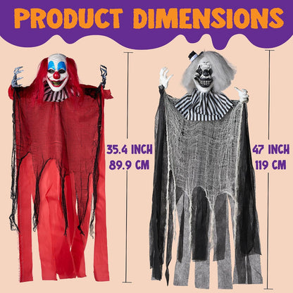 JOYIN 3 Pcs Hanging Clown Decor Halloween Decorations Outdoor, Party Supplies Props Haunted House Front Porch Yard Garden Lawn Patio Scary Horror