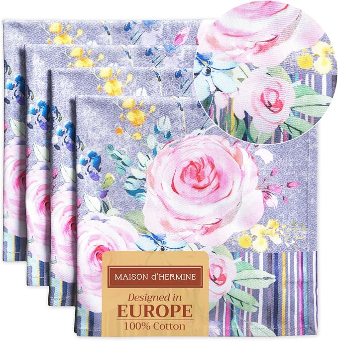 Maison d' Hermine Cloth Napkins Set of 4 100% Cotton Everyday Reusable Square by MaisondHermine