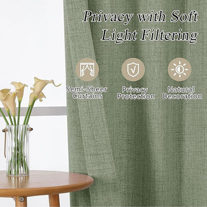 OVZME Green Valance for Windows, Light Filtering Faux Linen Textured Small - Image 7