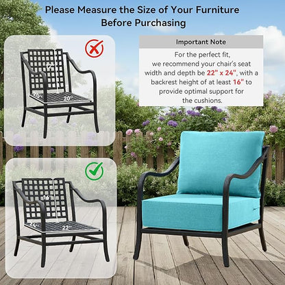 6" Thick Outdoor Cushions 22x24x6, 5-Set Deep Seat Patio Cushions - Image 9