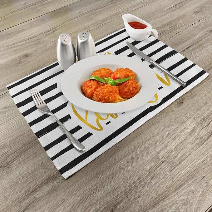 Ambesonne Live Laugh Love Place Mats Set of 4, Romantic Design Hand Drawn - Image 2
