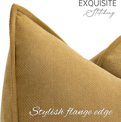 ZWJD Mustard Yellow Throw Pillow Covers 22x22 Set of 2 Chenille Pillow Covers - Image 2