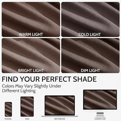 Nanspring Cappuccino Linen Blend Light Filtering Back Tab Curtains 96 Inches - Image 4