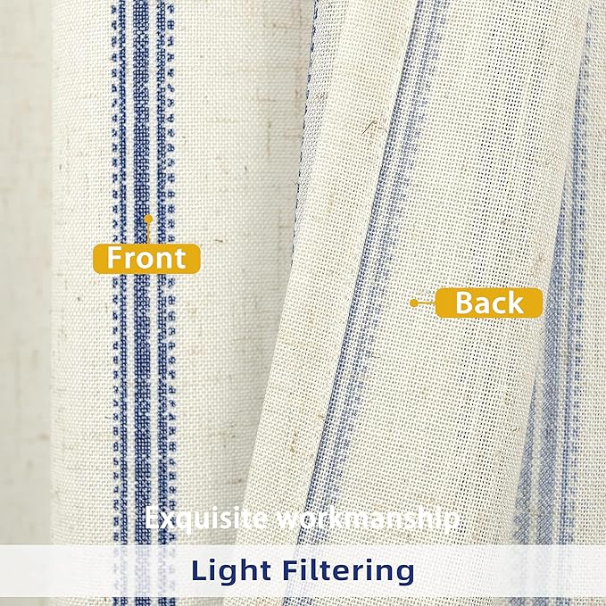 DriftAway Farmhouse Vertical Striped Linen Blend Textured Light Filtering Semi - Image 3
