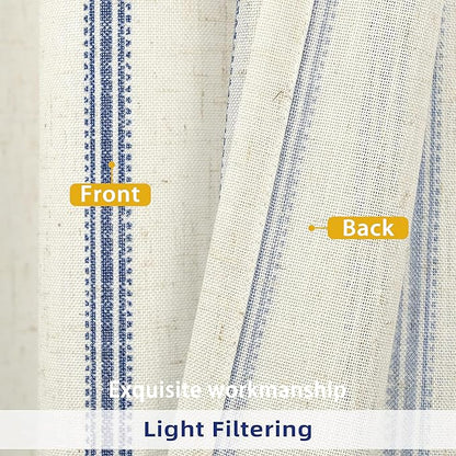 DriftAway Farmhouse Vertical Striped Linen Blend Textured Light Filtering Semi - Image 3