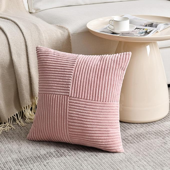 Fancy Homi 2 Packs Blush Pink Decorative Throw Pillow Covers 18x18 Inch - Image 2