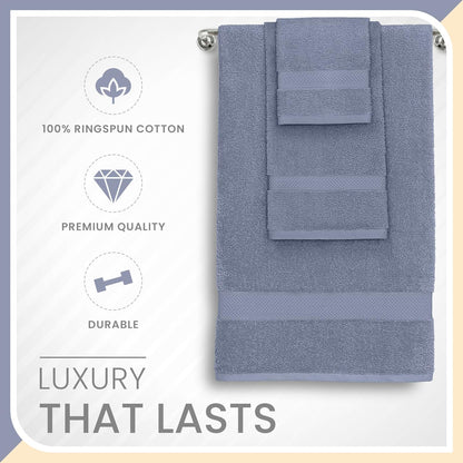 martex 6-piece 100% ringspun cotton towel set, heather, side view
