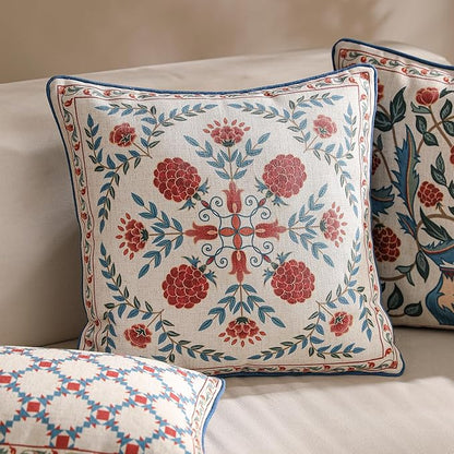 patdrea Designer Throw Pillow Covers, Square Brilliant Vintage Red Tropical - Image 8