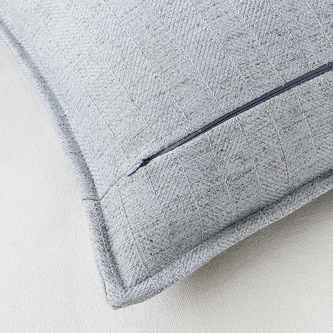 24x24 Linen Pillow Covers Steel Blue Pack of 2 Farmhouse Boho Neutral Accents - Image 3