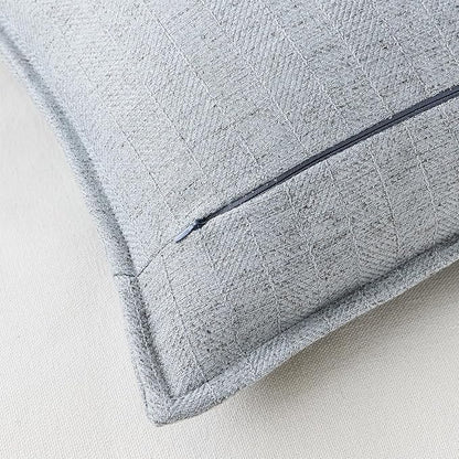 22x22 Linen Pillow Covers Steel Blue Pack of 2 Farmhouse Boho Neutral Accents - Image 3