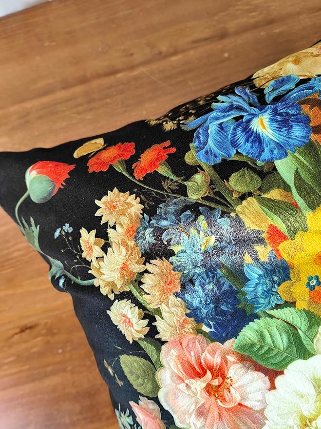 Elegant Velvet Floral Throw Pillow Cover Double Sides Handmake Flower - Image 3